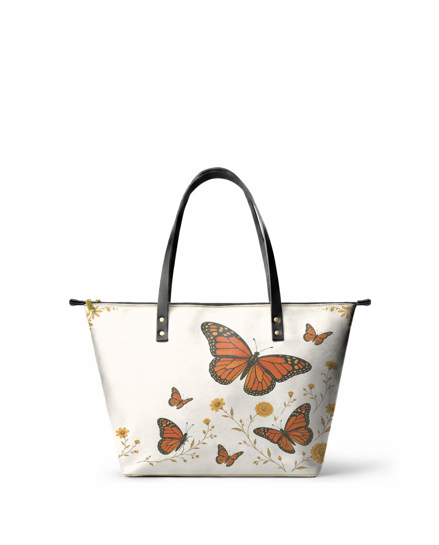 "PAPALOTL" Leather Tote Bag