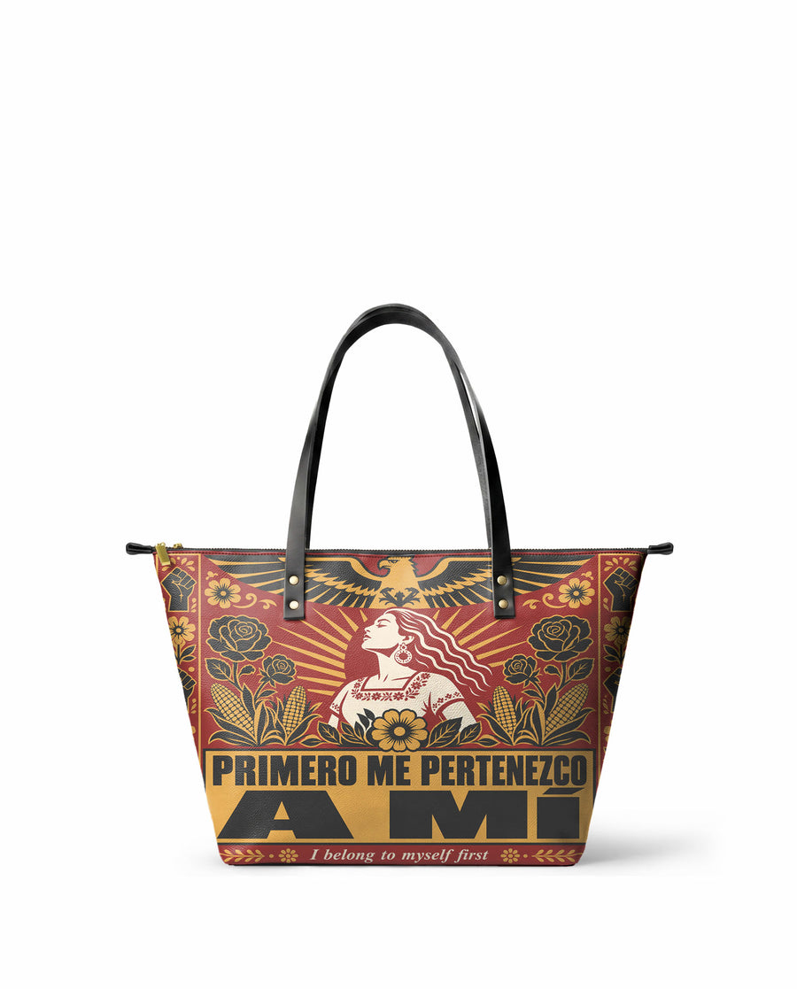 "Primero me pertenezco a mí" ver.3 Leather Tote Bag