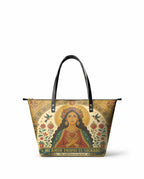 "Mi amor propio es sagrado" ver.2 Leather Tote Bag - front view | Paleta Bags