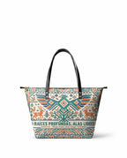 "Raíces profundas, alas libres" ver.4 Leather Tote Bag - front view | Paleta Bags