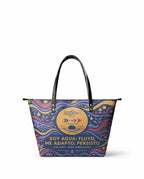 "Soy agua fluyo, me adapto, persisto" ver.3 Leather Tote Bag - front view | Paleta Bags