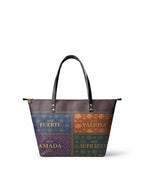 "LAS CUATRO VERDADES" ver.1 Leather Tote Bag - front view | Paleta Bags