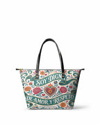 "Otomi Wild Embroidery" ver.3 Leather Tote Bag - front view | Paleta Bags