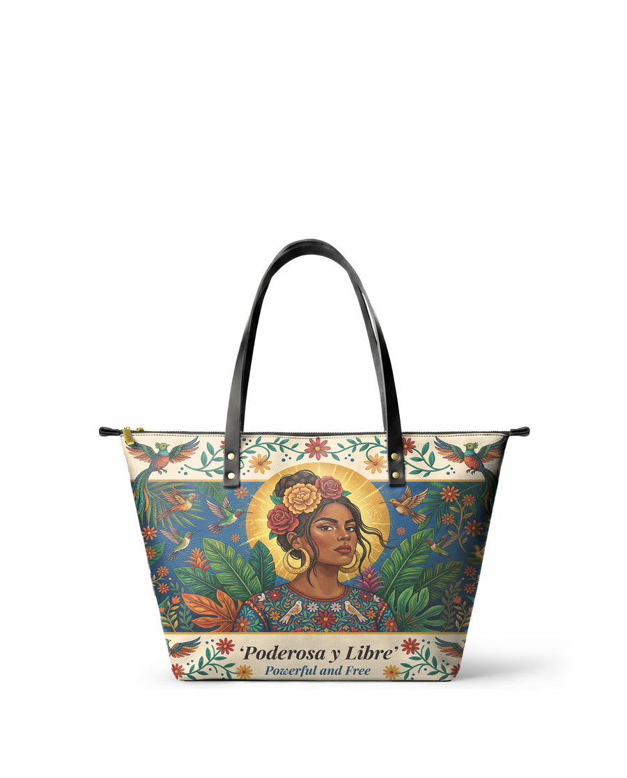 "Poderosa y Libre" ver.3 Leather Tote Bag