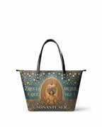 "Eres la mujer que alguna vez soñaste ser" ver.4 Leather Tote Bag - front view | Paleta Bags