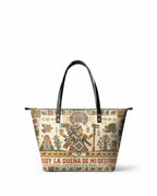 "Soy la dueña de mi destino" ver.3 Leather Tote Bag - front view | Paleta Bags