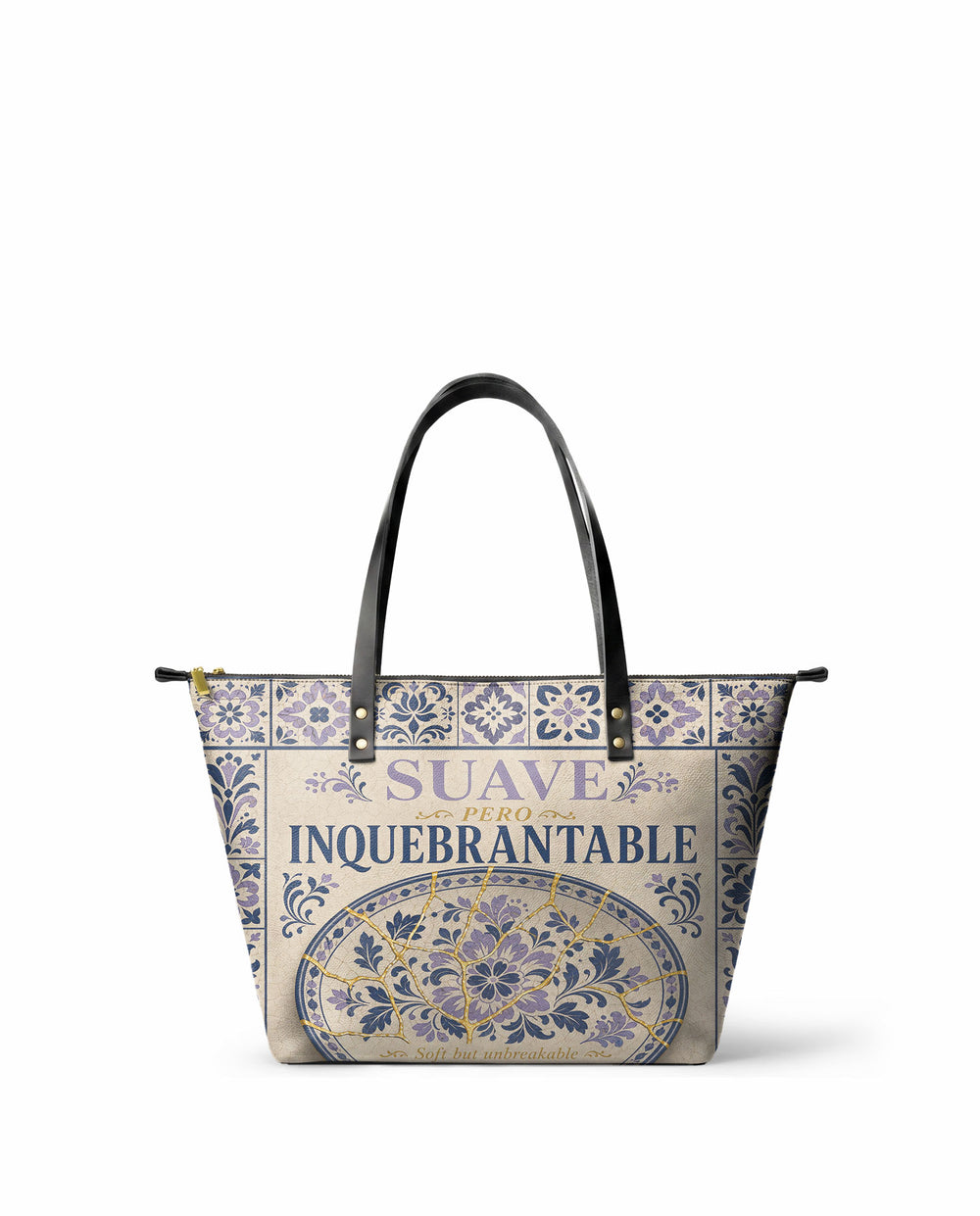 "Suave pero inquebrantable" ver.4 Leather Tote Bag - front view | Paleta Bags
