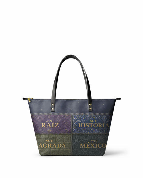 "LAS RAÍCES" ver.3 Leather Tote Bag - front view | Paleta Bags