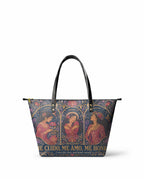 "Me cuido, me amo, me honro" ver.3 Leather Tote Bag - front view | Paleta Bags