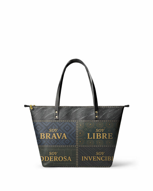 "LA GUERRERA" ver.3 Leather Tote Bag - front view | Paleta Bags