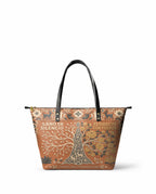 "Sanó en silencio, floreció con fuerza" ver.4 Leather Tote Bag - front view | Paleta Bags