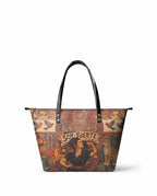 "Soy Fuerte" ver.1 Leather Tote Bag - front view | Paleta Bags