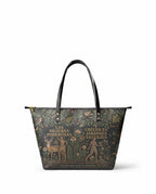 "Las mujeres poderosas crecen en jardines salvajes" ver.3 Leather Tote Bag - front view | Paleta Bags