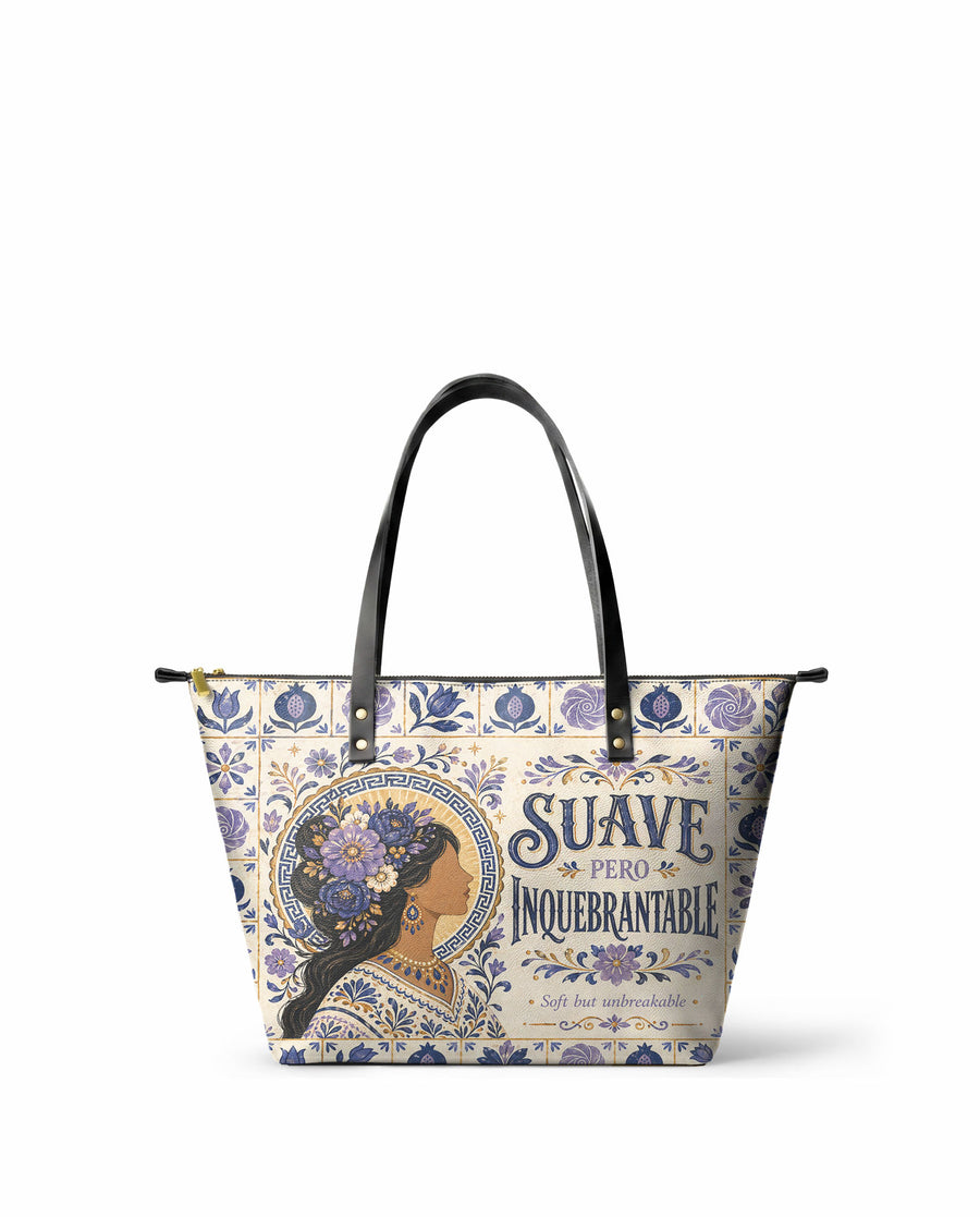 "Suave pero inquebrantable" ver.7 Leather Tote Bag