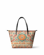 "Otomi Wild Embroidery" ver.5 Leather Tote Bag - front view | Paleta Bags