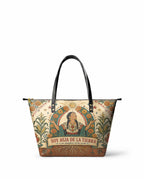 "Soy hija de la tierra" ver.5 Leather Tote Bag - front view | Paleta Bags