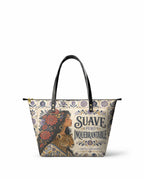 "Suave pero inquebrantable" ver.8 Leather Tote Bag - front view | Paleta Bags