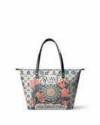 "Suave pero inquebrantable" ver.6 Leather Tote Bag - front view | Paleta Bags