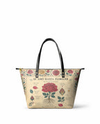 "Se amó hasta florecer" ver.5 Leather Tote Bag - front view | Paleta Bags