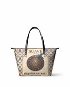 "Suave pero inquebrantable" ver.5 Leather Tote Bag - front view | Paleta Bags