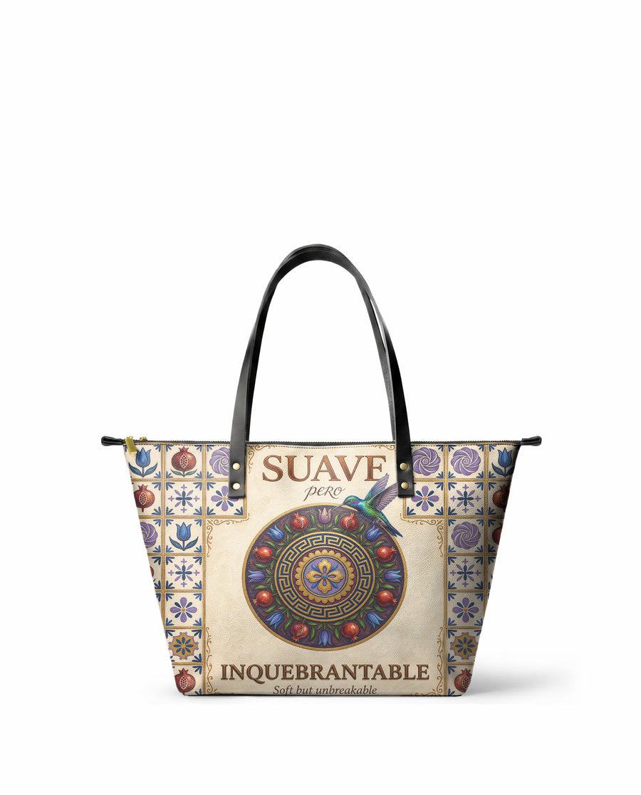 "Suave pero inquebrantable" ver.5 Leather Tote Bag