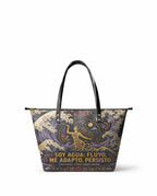 "Soy agua fluyo, me adapto, persisto" ver.2 Leather Tote Bag - front view | Paleta Bags
