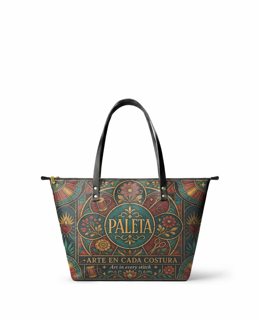 "La Paleta: Arte en cada costura" ver.5 Leather Tote Bag