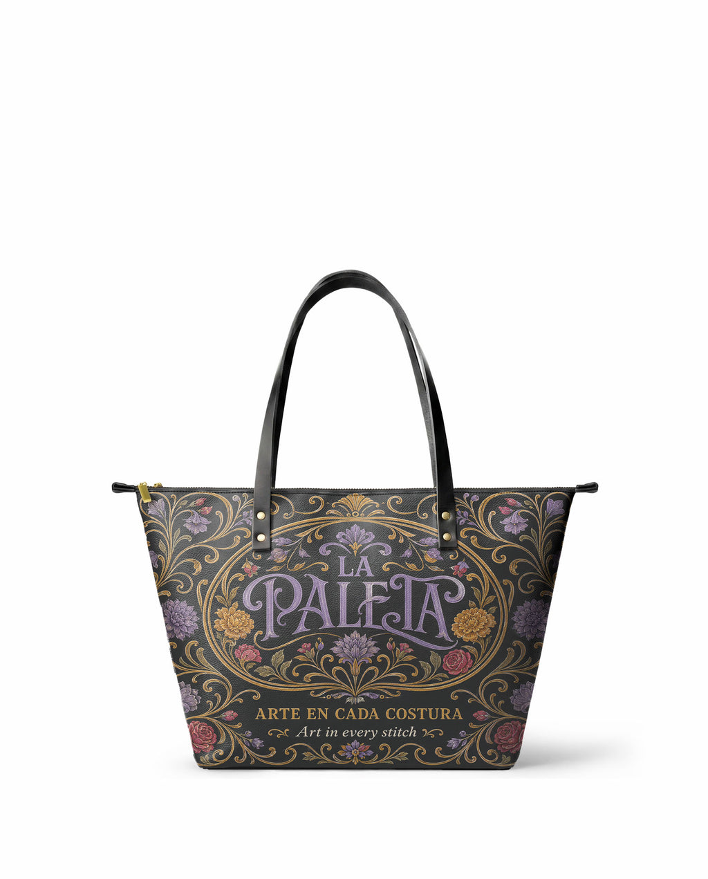 "La Paleta — Arte en cada costura" ver.1 Leather Tote Bag - front view | Paleta Bags