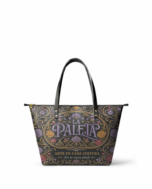 "La Paleta — Arte en cada costura" ver.1 Leather Tote Bag - front view | Paleta Bags