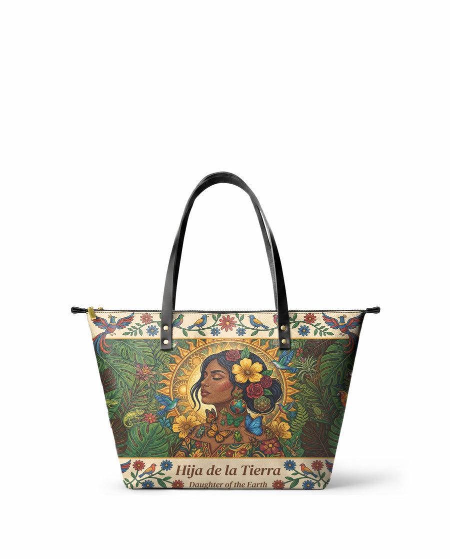 "Soy hija de la tierra" ver.6 Leather Tote Bag