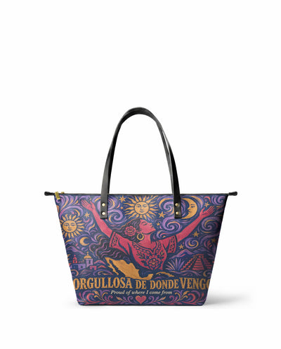 "Orgullosa de donde vengo" ver.5 Leather Tote Bag