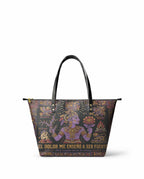 "El dolor me enseñó a ser fuerte" ver.4 Leather Tote Bag - front view | Paleta Bags