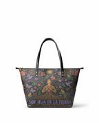 "Soy hija de la tierra" ver.3 Leather Tote Bag - front view | Paleta Bags