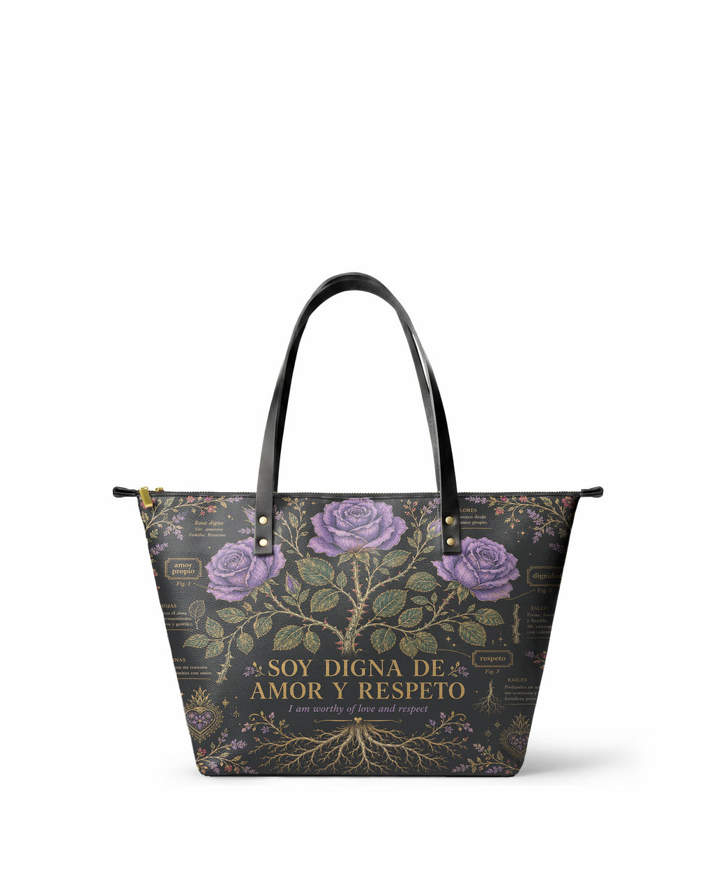 "Otomi Wild Embroidery" ver.4 Leather Tote Bag - front view | Paleta Bags