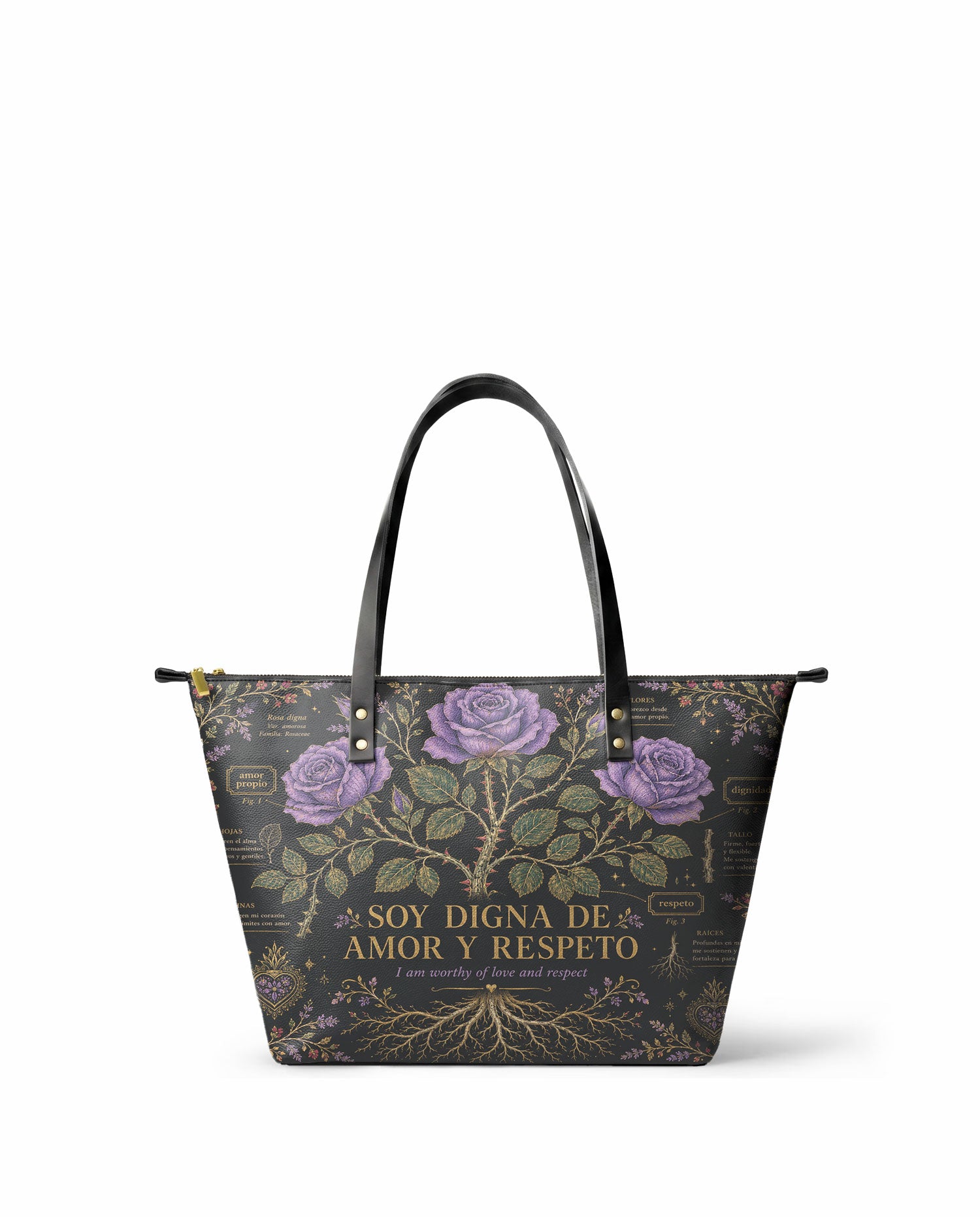 "Otomi Wild Embroidery" ver.4 Leather Tote Bag - front view | Paleta Bags