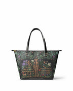 "Las mujeres poderosas crecen en jardines salvajes" ver.1 Leather Tote Bag - front view | Paleta Bags