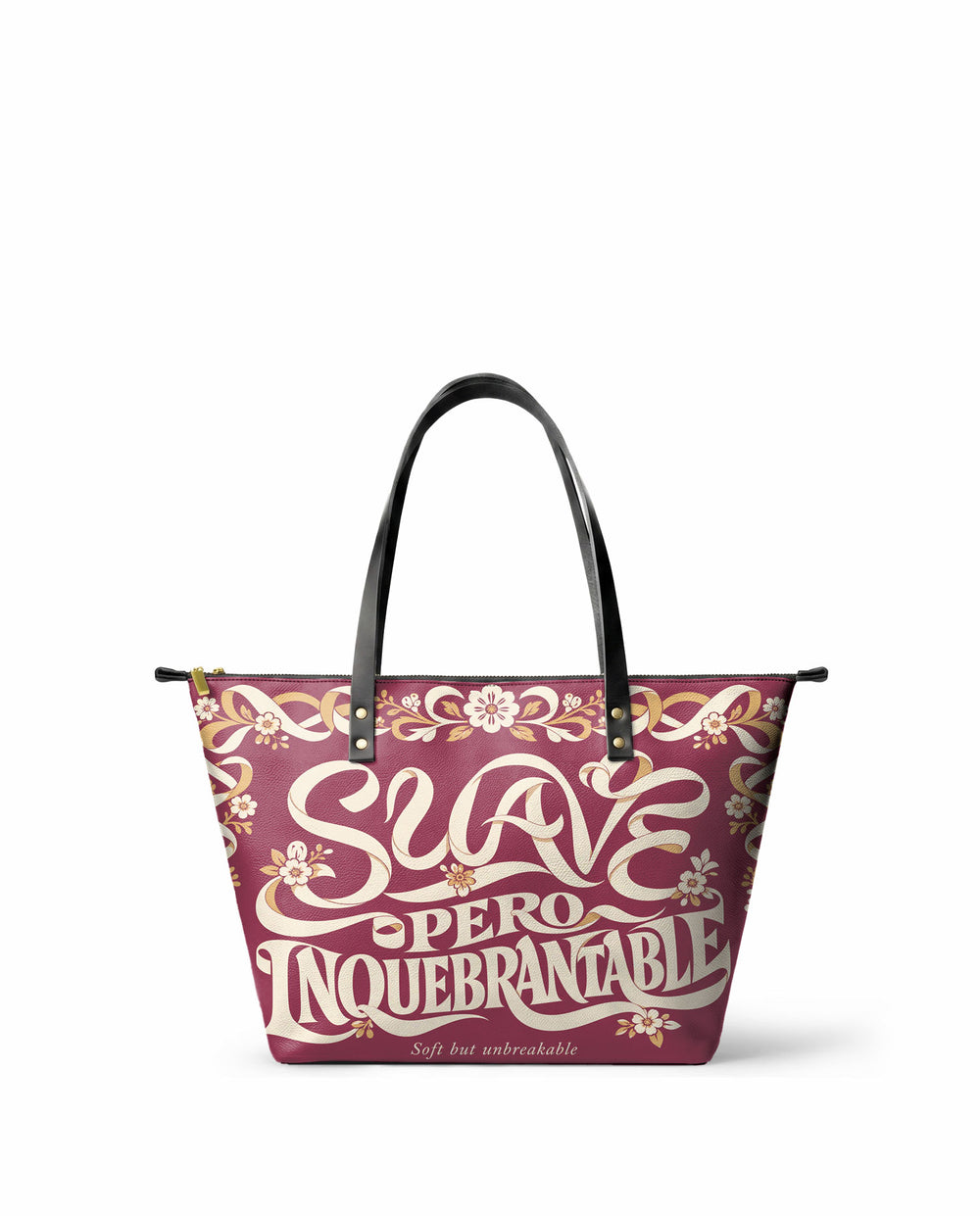 "Suave pero inquebrantable" ver.1 Leather Tote Bag - front view | Paleta Bags