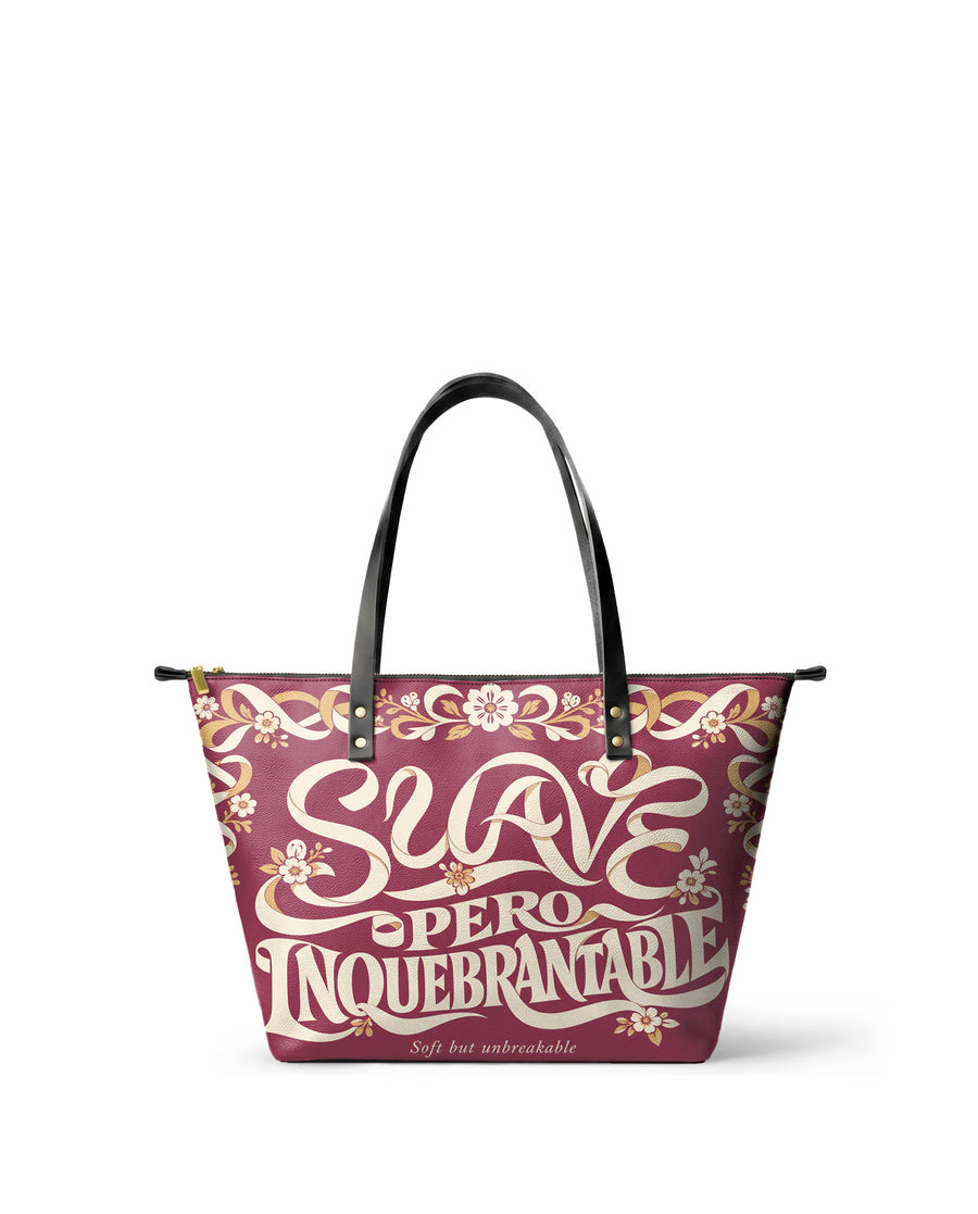 "Suave pero inquebrantable" ver.1 Leather Tote Bag