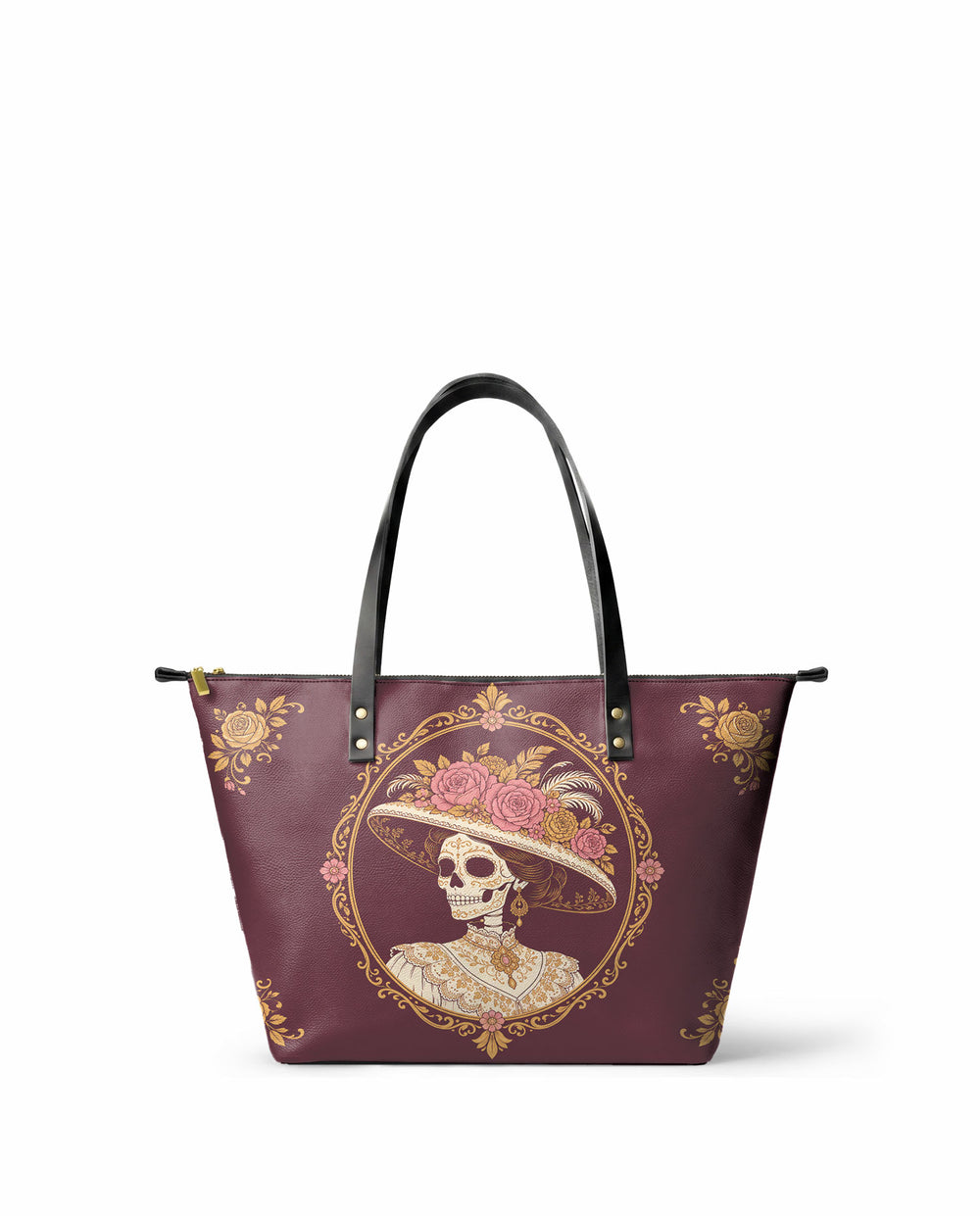 "CALAVERA" Leather Tote Bag - front view | Paleta Bags