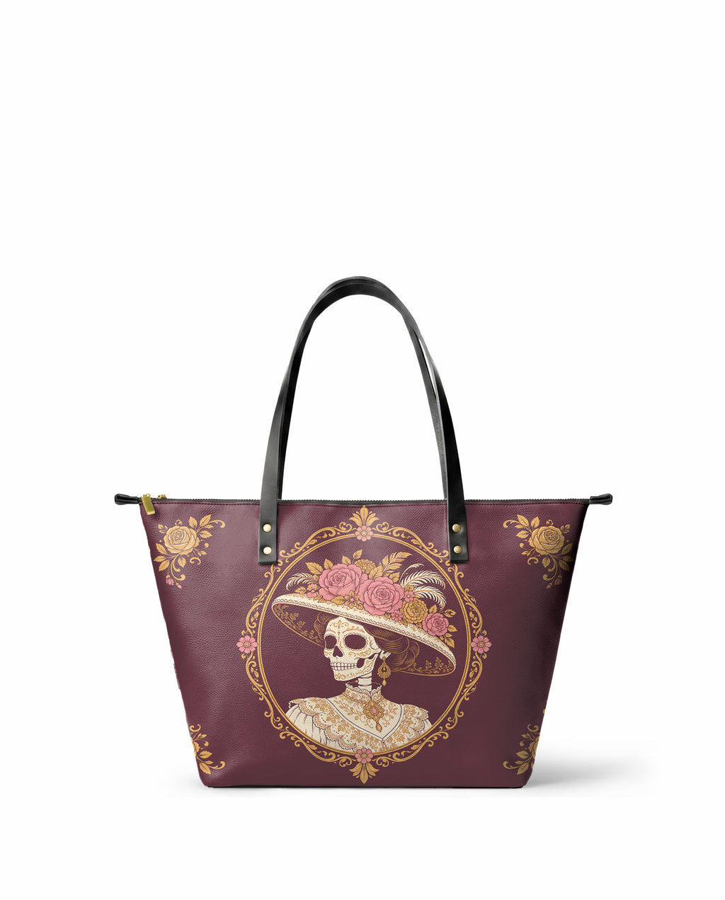 "CALAVERA" Leather Tote Bag - front view | Paleta Bags