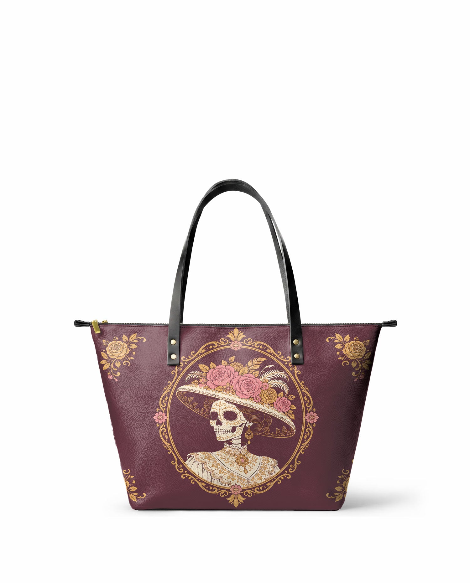 "CALAVERA" Leather Tote Bag - front view | Paleta Bags