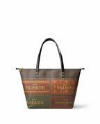 "LAS CUATRO VERDADES" ver.3 Leather Tote Bag - front view | Paleta Bags