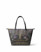 "Raíces profundas, alas libres" ver.2 Leather Tote Bag - front view | Paleta Bags