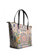 "Suave pero inquebrantable" ver.10 Leather Tote Bag - side view | Paleta Bags