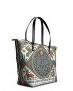 "Llevo a mis ancestros en la sangre" ver.4 Leather Tote Bag - side view | Paleta Bags