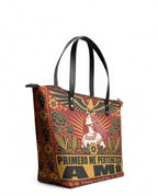 "Primero me pertenezco a mí" ver.3 Leather Tote Bag - side view | Paleta Bags