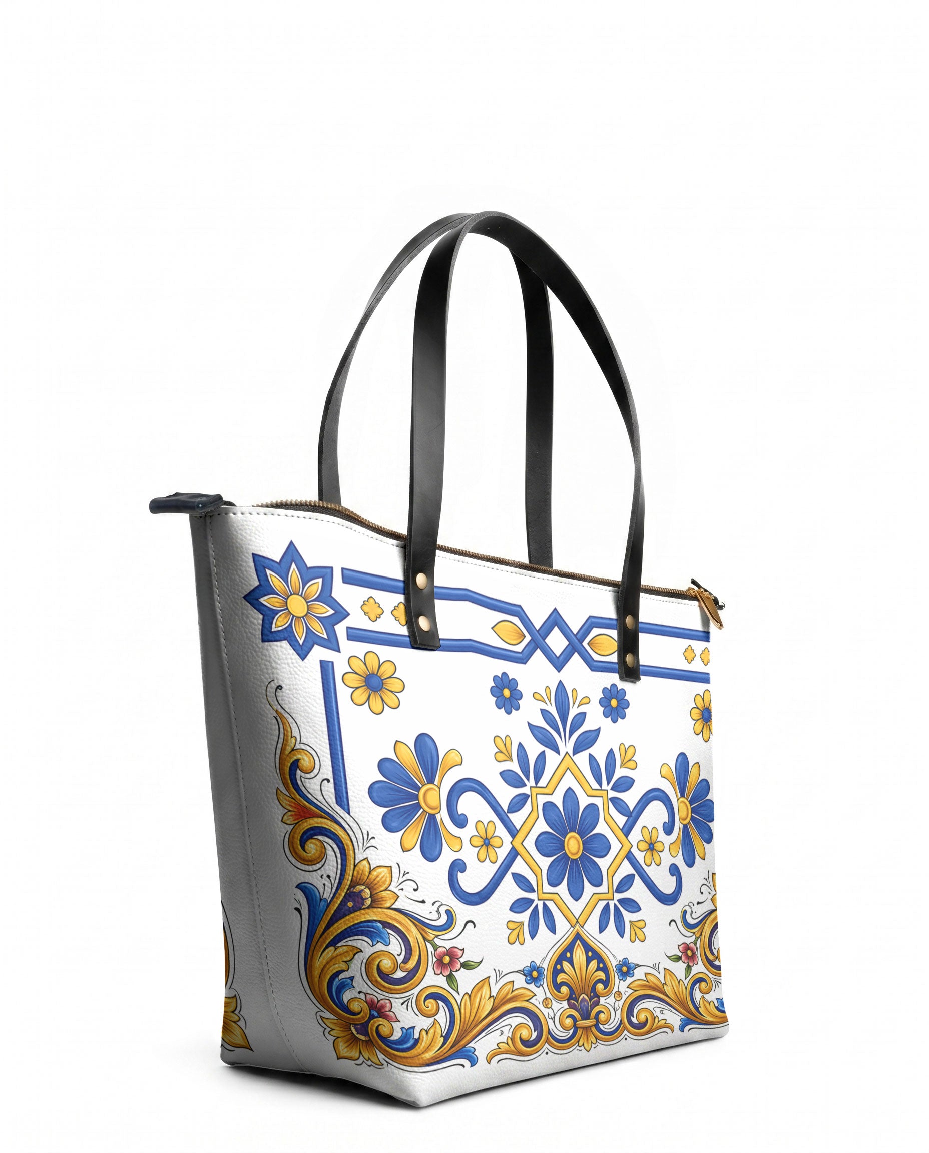 "TONATIUH" Leather Tote Bag - side view | Paleta Bags