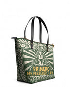 "Primero me pertenezco a mí" ver.4 Leather Tote Bag - side view | Paleta Bags