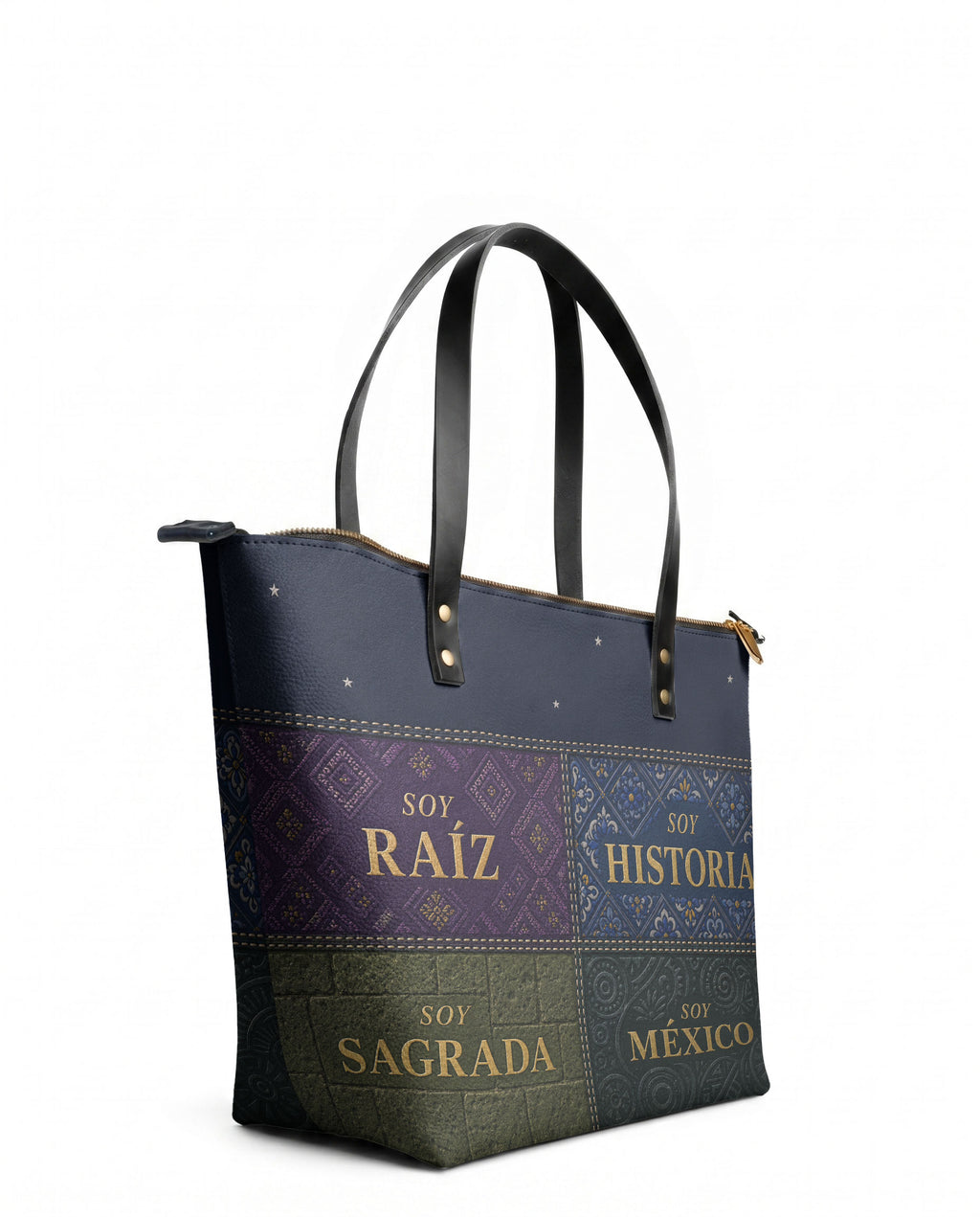 "LAS RAÍCES" ver.3 Leather Tote Bag - side view | Paleta Bags