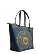 "Soy suficiente, tal y como soy" ver.7 Leather Tote Bag - side view | Paleta Bags